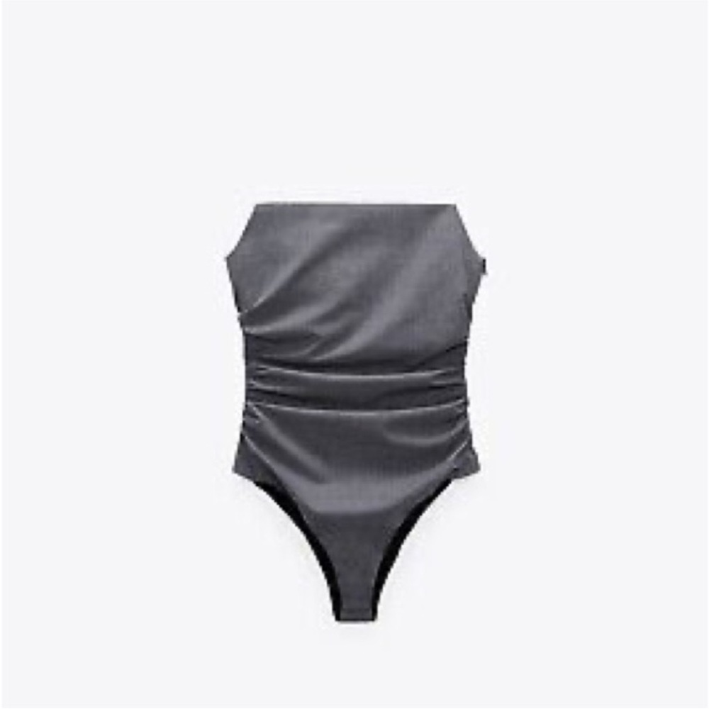 ❌SOLD❌ZARA NWOT Grey Strapless Bodysuit - Picture 4 of 4